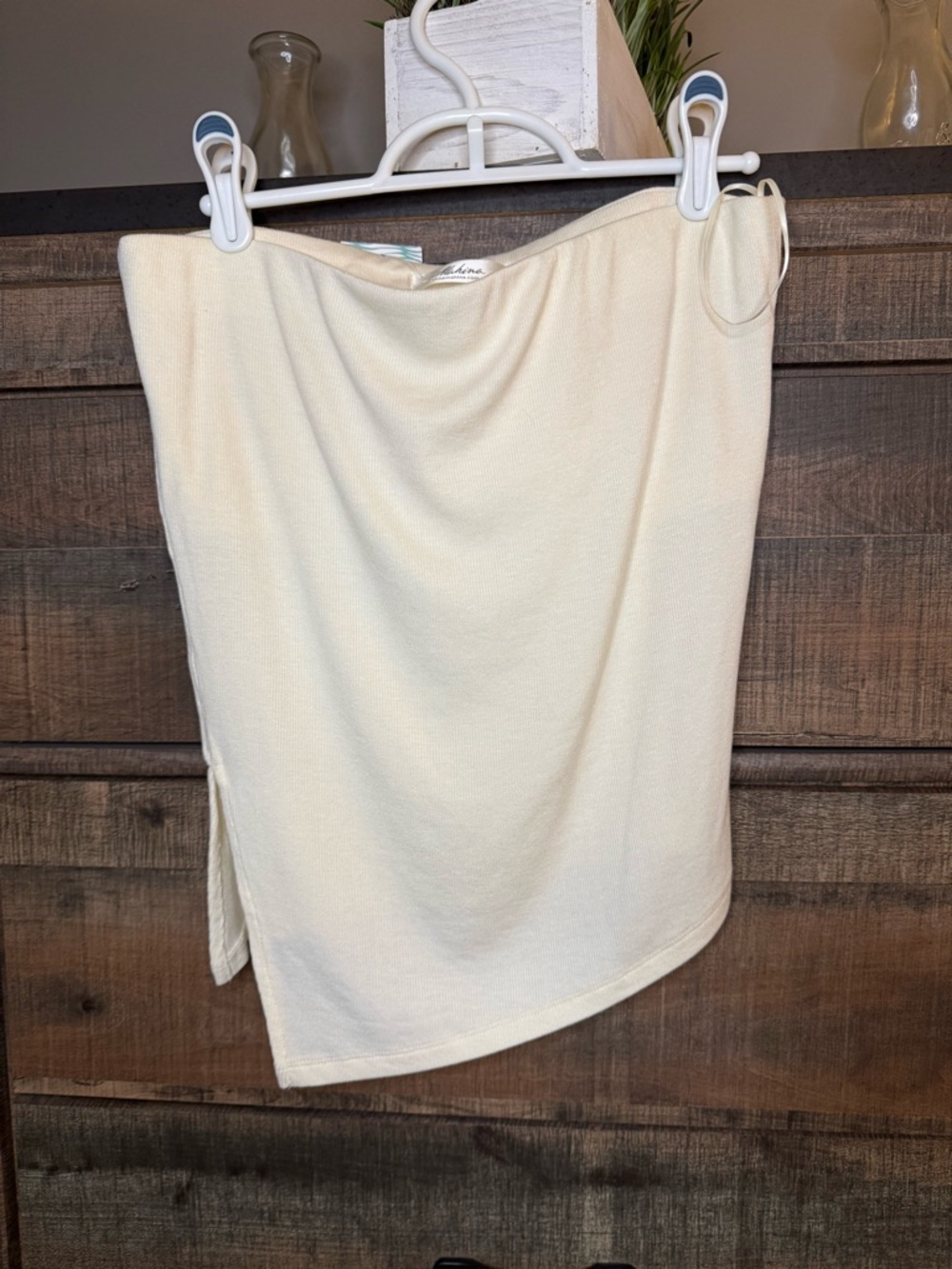 mahina Cream Asymmetrical Drape Skirt
